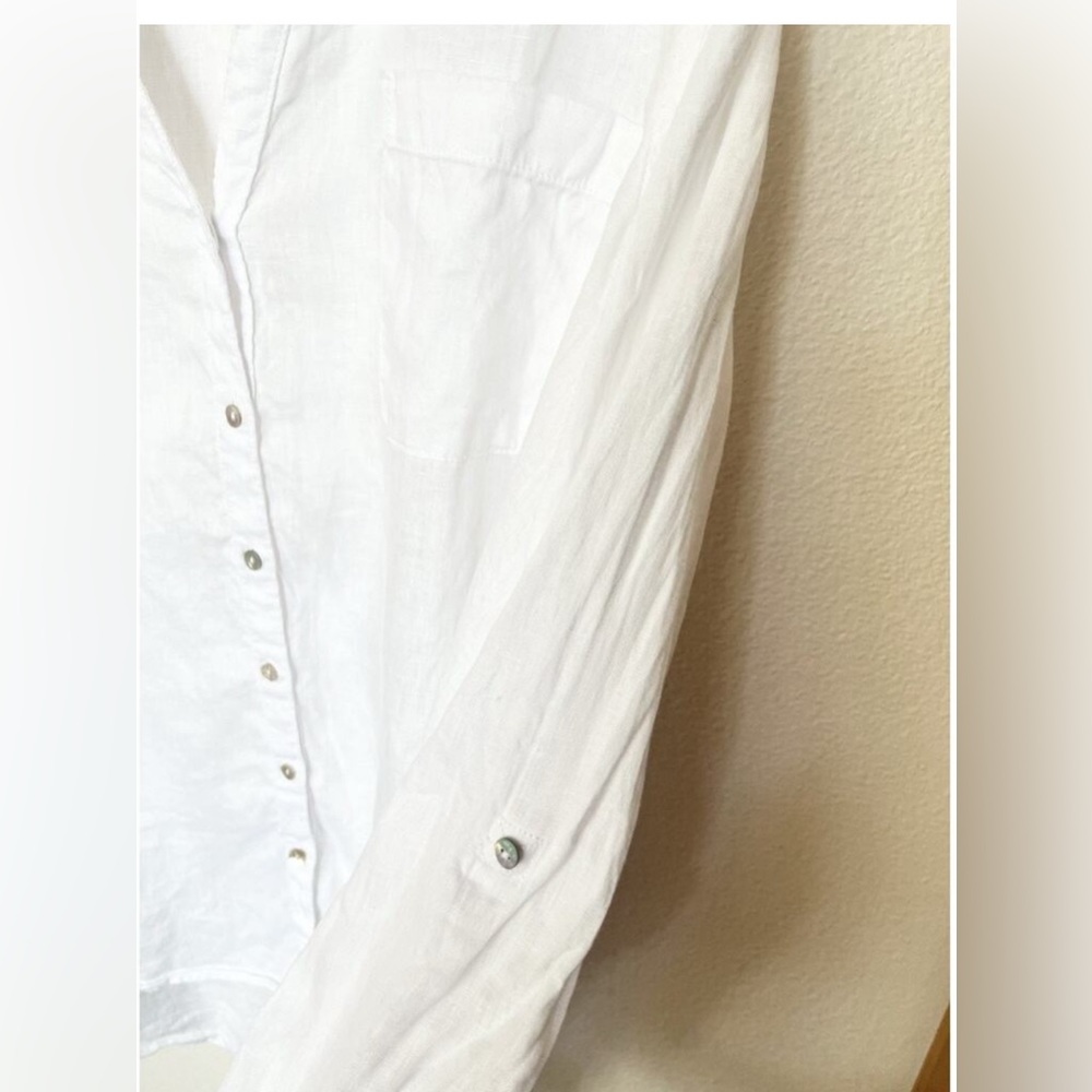 C&C California linen shirt white New! Size XS - Picture 6 of 9